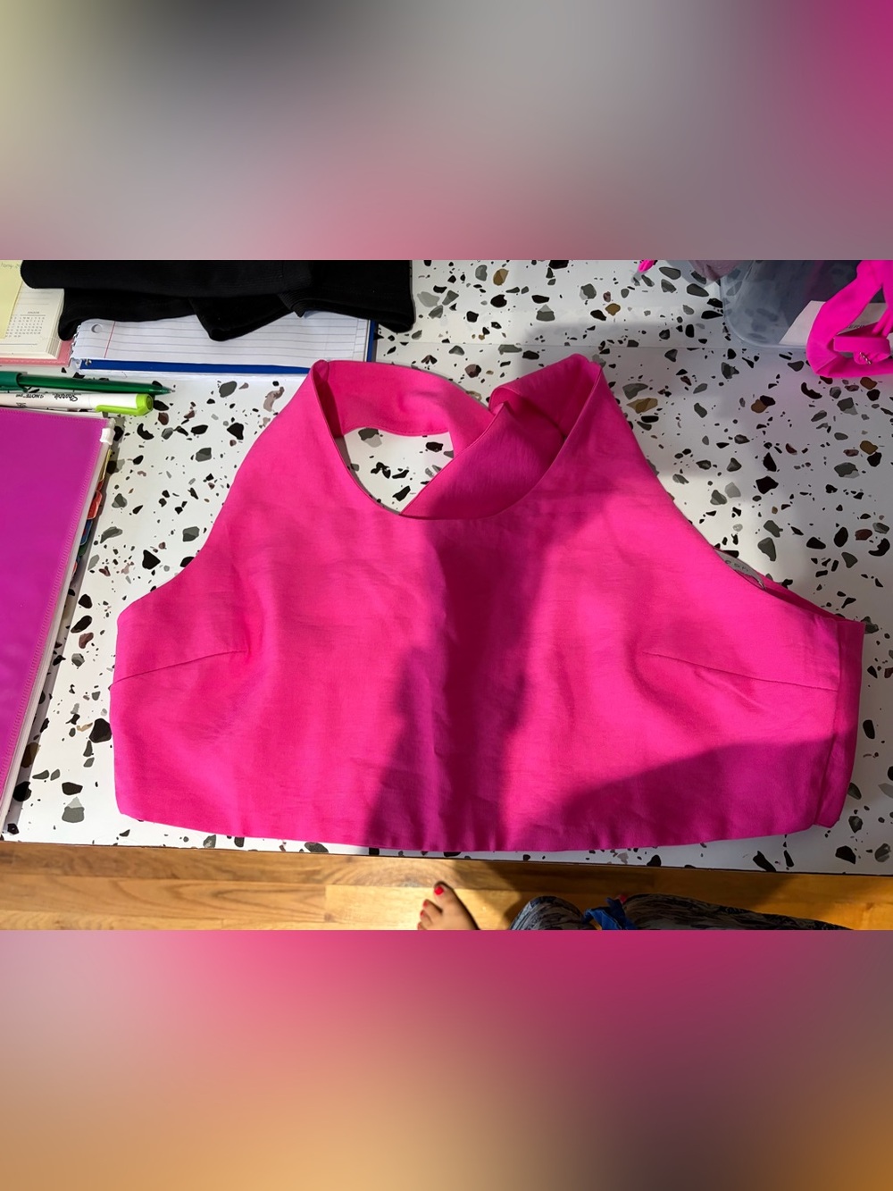 Hot Pink Women's Halter Crop Top